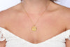 Round Chakra Wheel Gold Necklace with seven stones representing each chakra and a white one in the centre for unity 