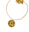 Round Chakra Wheel Gold Necklace with seven stones representing each chakra and a white one in the centre for unity 