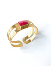 Gold plated bracelet with ruby gemstone. Modern design