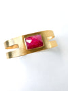 Gold plated bracelet with ruby gemstone. Modern design