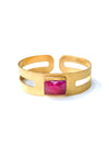Gold plated bracelet with ruby gemstone. Modern design