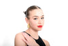 Portal arch earrings worn on model showing mystical doorway design and scale